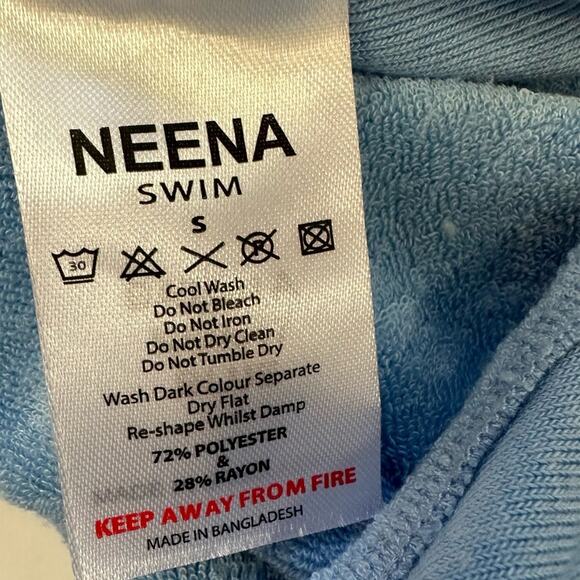 Neena Swim Oh Polly Blue Batch A NS0017 Twist front Halter Terry Cover Up S NWT - Picture 5 of 7